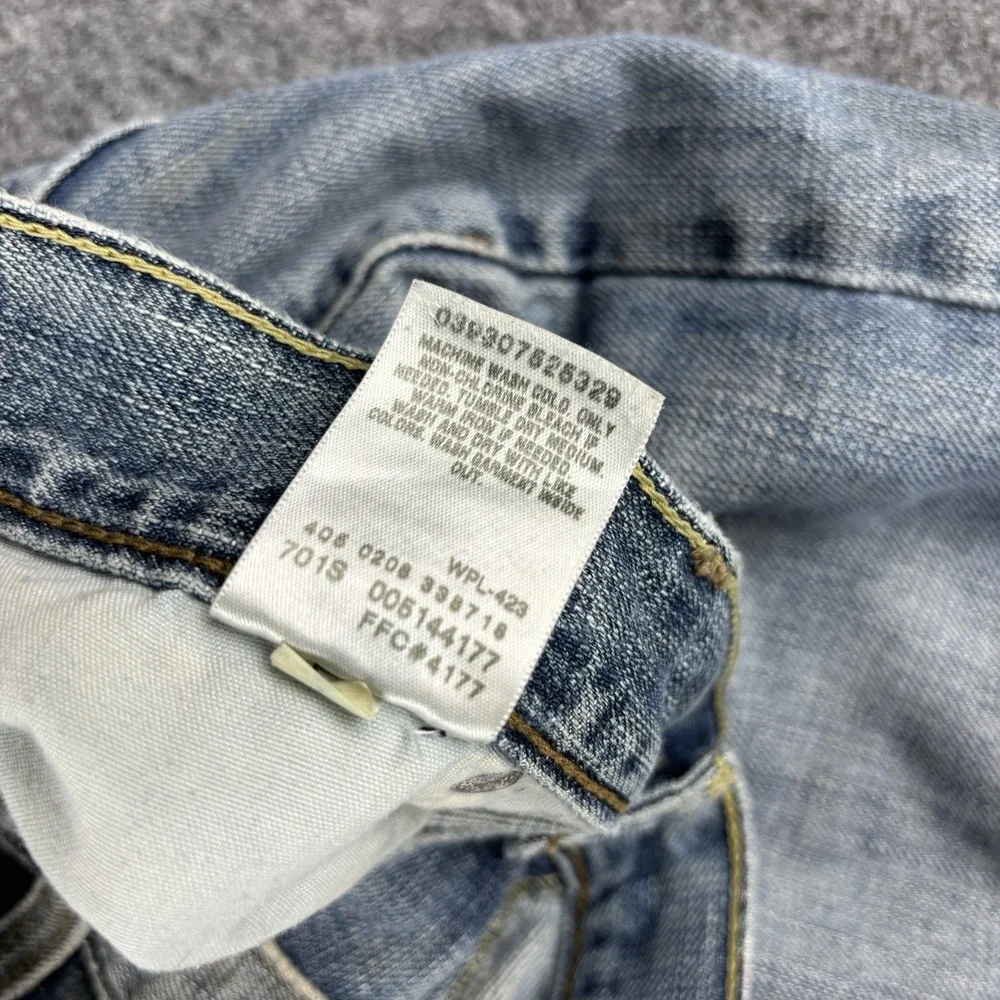 Levi's 514 Jeans Mens 36x32 Slim Straight Y2K Light Wash‎ Distressed Faded Blue